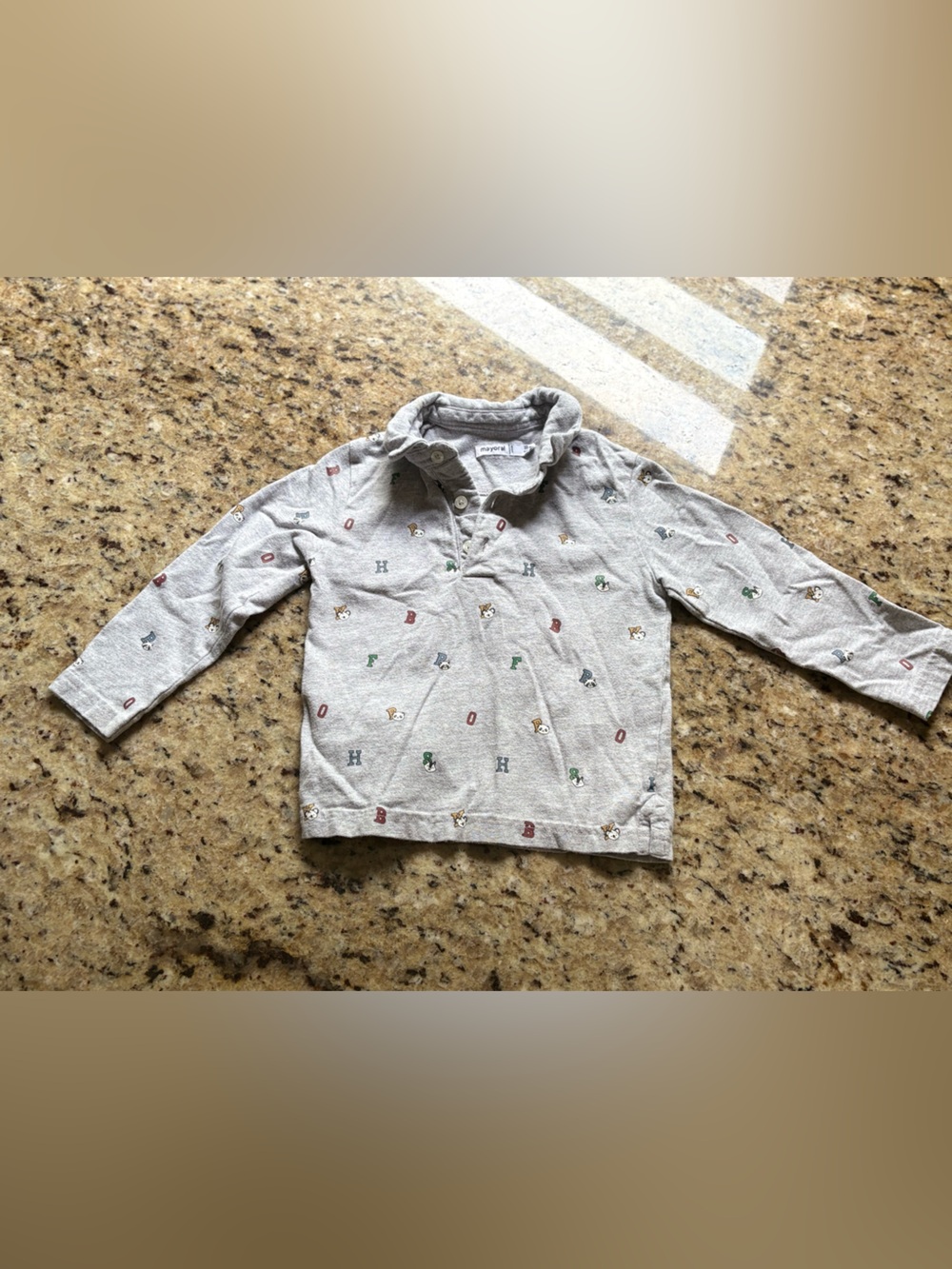 Mayoral Baby Boy Long-Sleeve Polo Top with Alphabet and Letters- 18 Months
